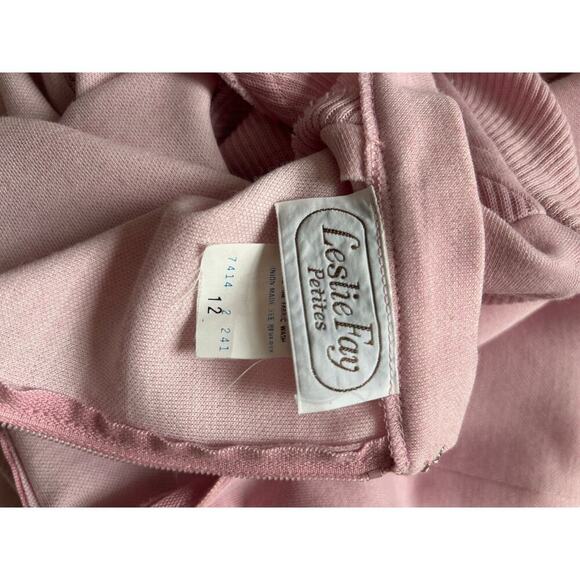 Vintage Leslie Fay 70s 80s Mauve Purple Belted Sheath Wool? Midi Dress size 12 P - Picture 8 of 11